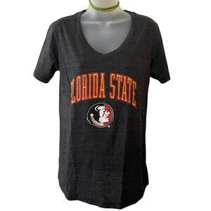 Newt Blue 84 Florida State Seminoles Womens L Charcoal Gray V Neck T-Shirt